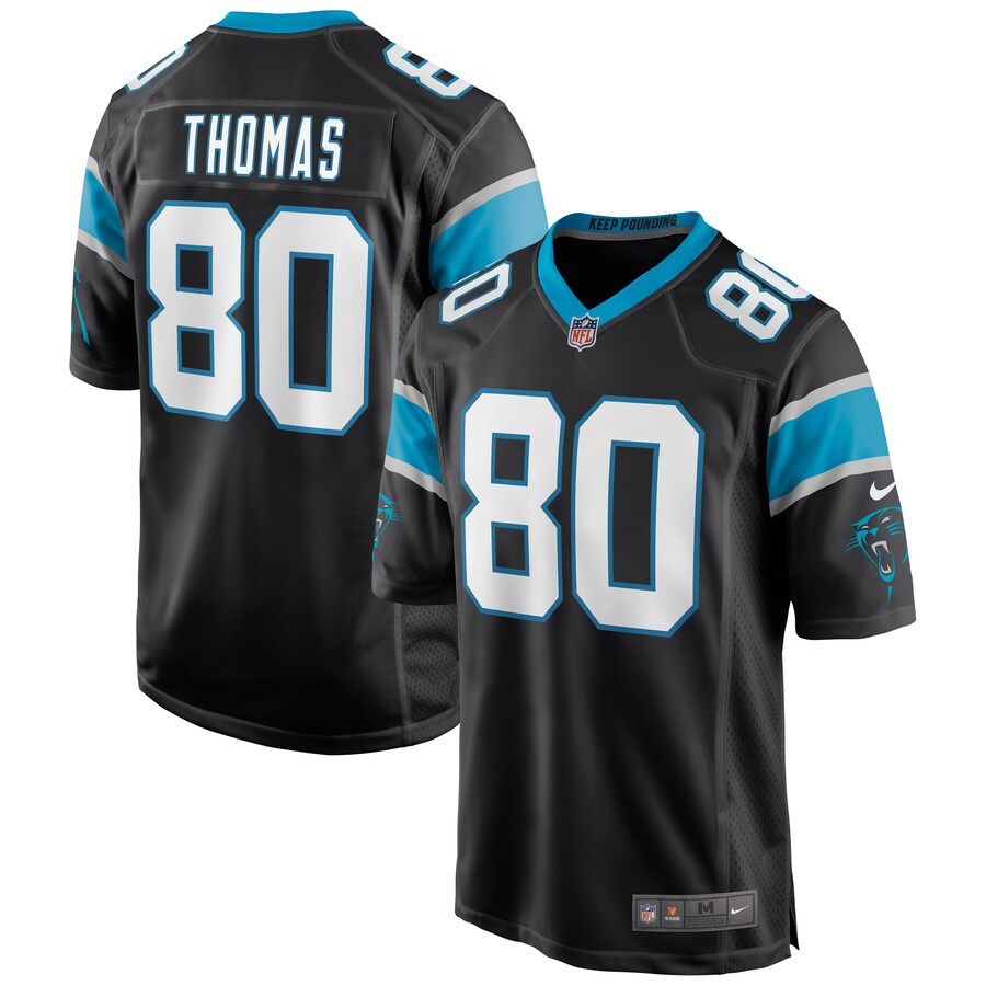 Men Carolina Panthers #80 Ian Thomas Nike Black Game NFL Jersey